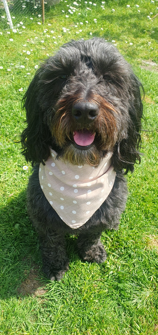 Personalised square bandana neutral polka dot