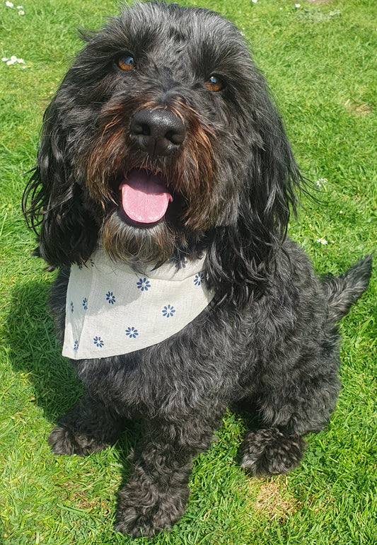 Personalised linen bandana blue